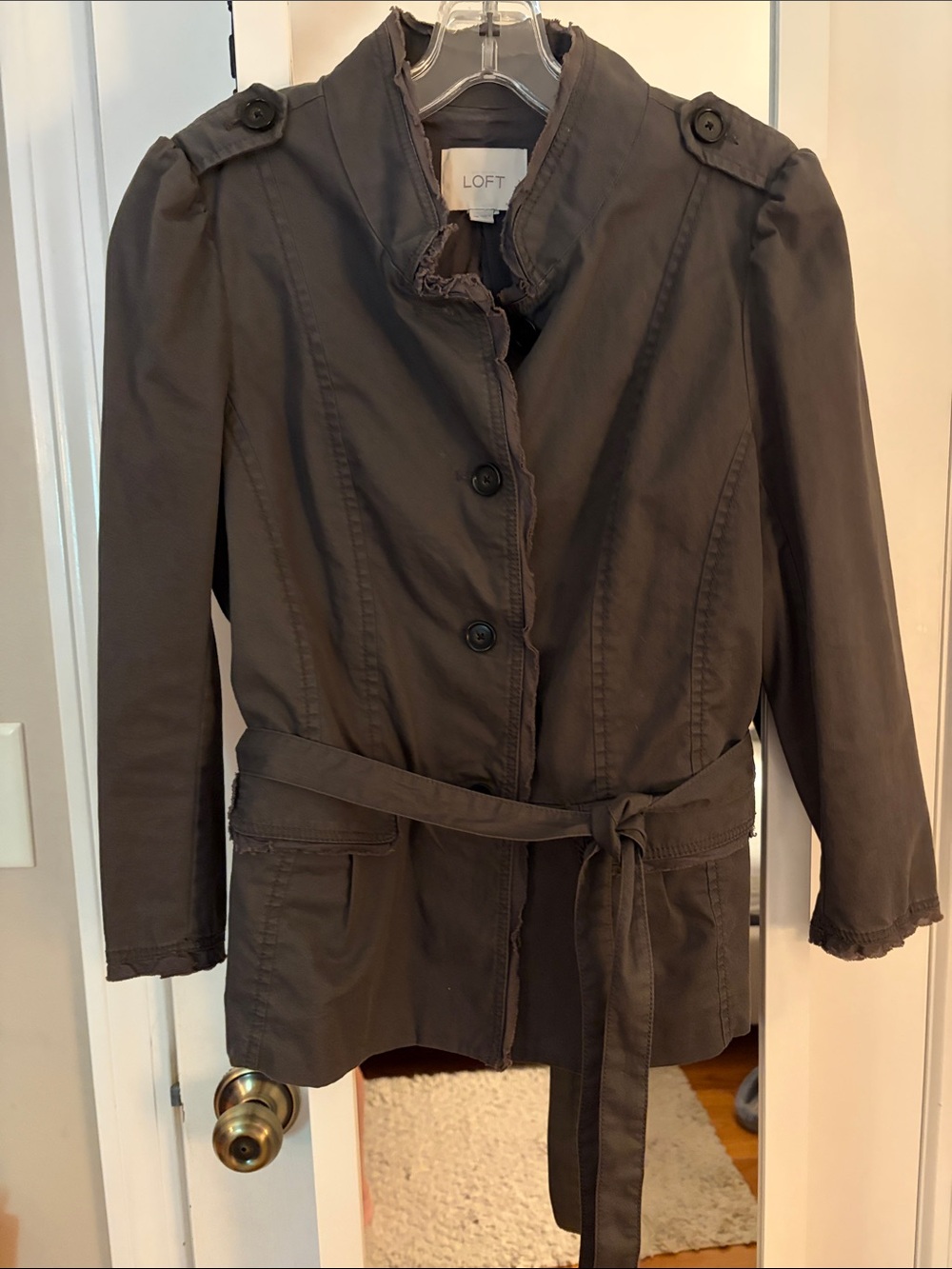 LOFT Women's Dark grey Belted Utility Jacket/ blazer